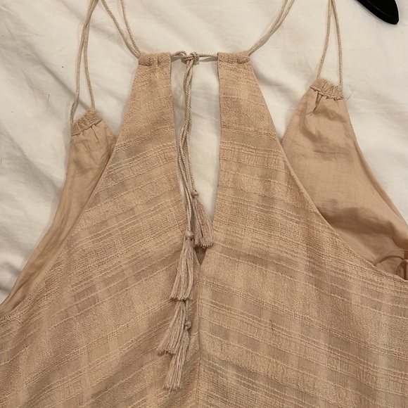 NWOT LUSH Tan Adjustable Spaghetti Strap Dress 100% Cotton SMALL - Picture 6 of 8